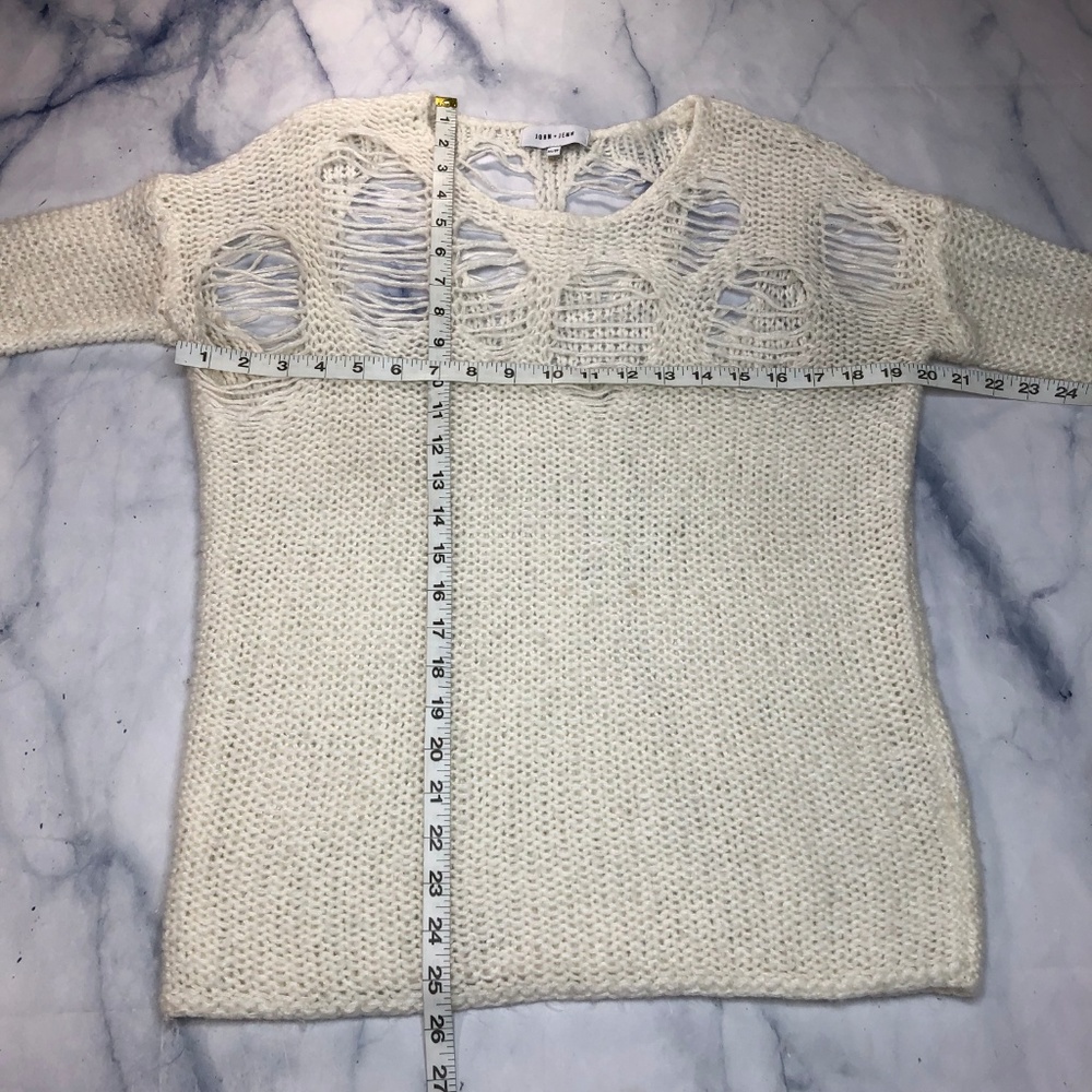John + Jenn Destructed Cream Crewneck Sweater - Picture 5 of 7
